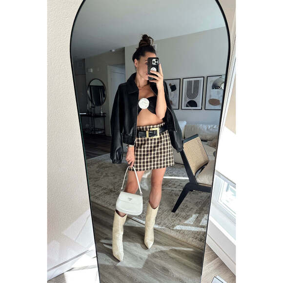 12th Tribe Normandie Brown Plaid Mini Skirt Size MM - Picture 2 of 3